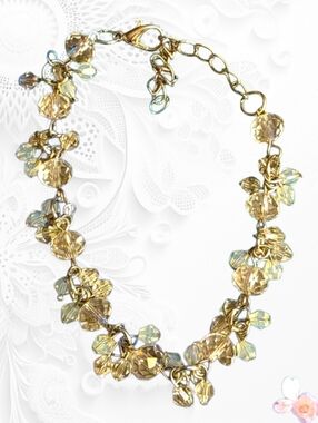 Vintage Crystal Cluster Bracelet | Clear Beads | Adjustable Sparkle 247